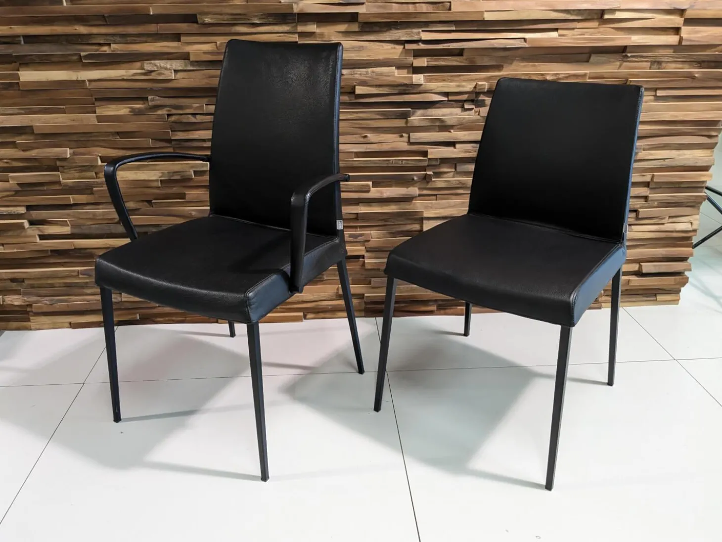 6er-Set Stuhl Perla Leder Celia Nero