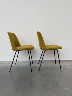 2er-Set Stuhl Rely Stoff Tube Base Hot Madison 528 Gelb Gestell Aluminium Bronze Schwarz Mit Plastikgleitern