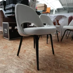 6er-Set Stuhl Saarinen Kollektion Relax Bezug Stoff Dream 201DR Ivory Creme Stuhlbeine Eiche Ebenholz Gebeizt