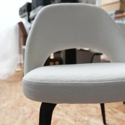 6er-Set Stuhl Saarinen Kollektion Relax Bezug Stoff Dream 201DR Ivory Creme Stuhlbeine Eiche Ebenholz Gebeizt