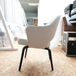 6er-Set Stuhl Saarinen Kollektion Relax Bezug Stoff Dream 201DR Ivory Creme Stuhlbeine Eiche Ebenholz Gebeizt