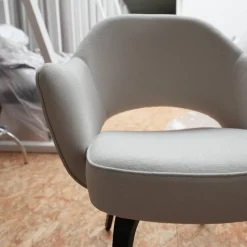 6er-Set Stuhl Saarinen Kollektion Relax Bezug Stoff Dream 201DR Ivory Creme Stuhlbeine Eiche Ebenholz Gebeizt