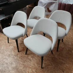 6er-Set Stuhl Saarinen Kollektion Relax Bezug Stoff Dream 201DR Ivory Creme Stuhlbeine Eiche Ebenholz Gebeizt