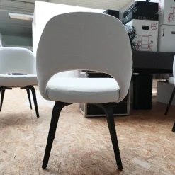 6er-Set Stuhl Saarinen Kollektion Relax Bezug Stoff Dream 201DR Ivory Creme Stuhlbeine Eiche Ebenholz Gebeizt