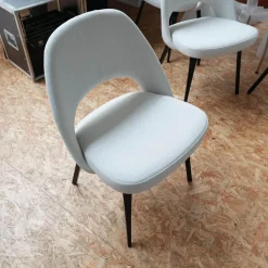 6er-Set Stuhl Saarinen Kollektion Relax Bezug Stoff Dream 201DR Ivory Creme Stuhlbeine Eiche Ebenholz Gebeizt