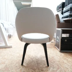 6er-Set Stuhl Saarinen Kollektion Relax Bezug Stoff Dream 201DR Ivory Creme Stuhlbeine Eiche Ebenholz Gebeizt