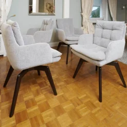 4er-Set Stuhl Soulmade Dining Stoff Tommy 1783-180 Grau Gestell Eiche Wengefarbig