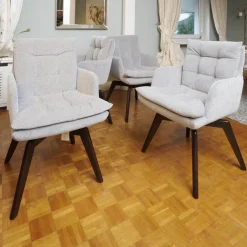 4er-Set Stuhl Soulmade Dining Stoff Tommy 1783-180 Grau Gestell Eiche Wengefarbig