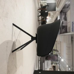 5er-Set Stuhl Trevio Leder Schwarz Stoff Grau Drehgestell Metall Schwarz