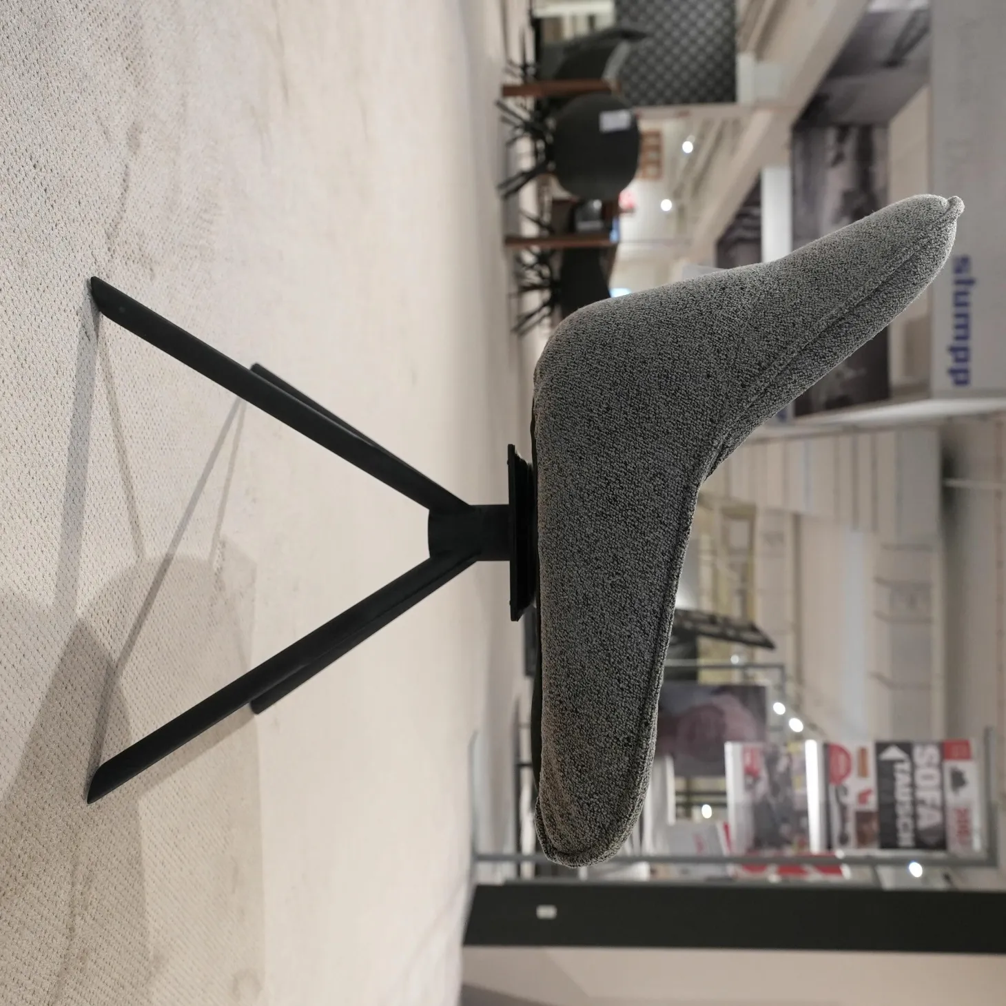 5er-Set Stuhl Trevio Leder Schwarz Stoff Grau Drehgestell Metall Schwarz