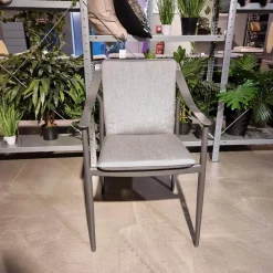 4er-Set Stuhl Vanda Stoff Seidengrau Gestell Aluminium Anthrazit