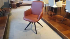 4er-Set STU-VF 671 Leder Medium Kupferbraun Gestell Eiche Gebeizt Schwarz