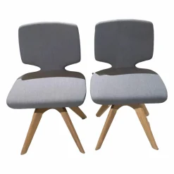 2er-Set Suhl Aye Asdoa Stoff Canvas Hellblau Gestell Eiche Weißöl ohne Armlehnen