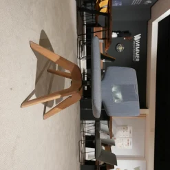 2er-Set Suhl Aye Asdoa Stoff Canvas Hellblau Gestell Eiche Weißöl ohne Armlehnen