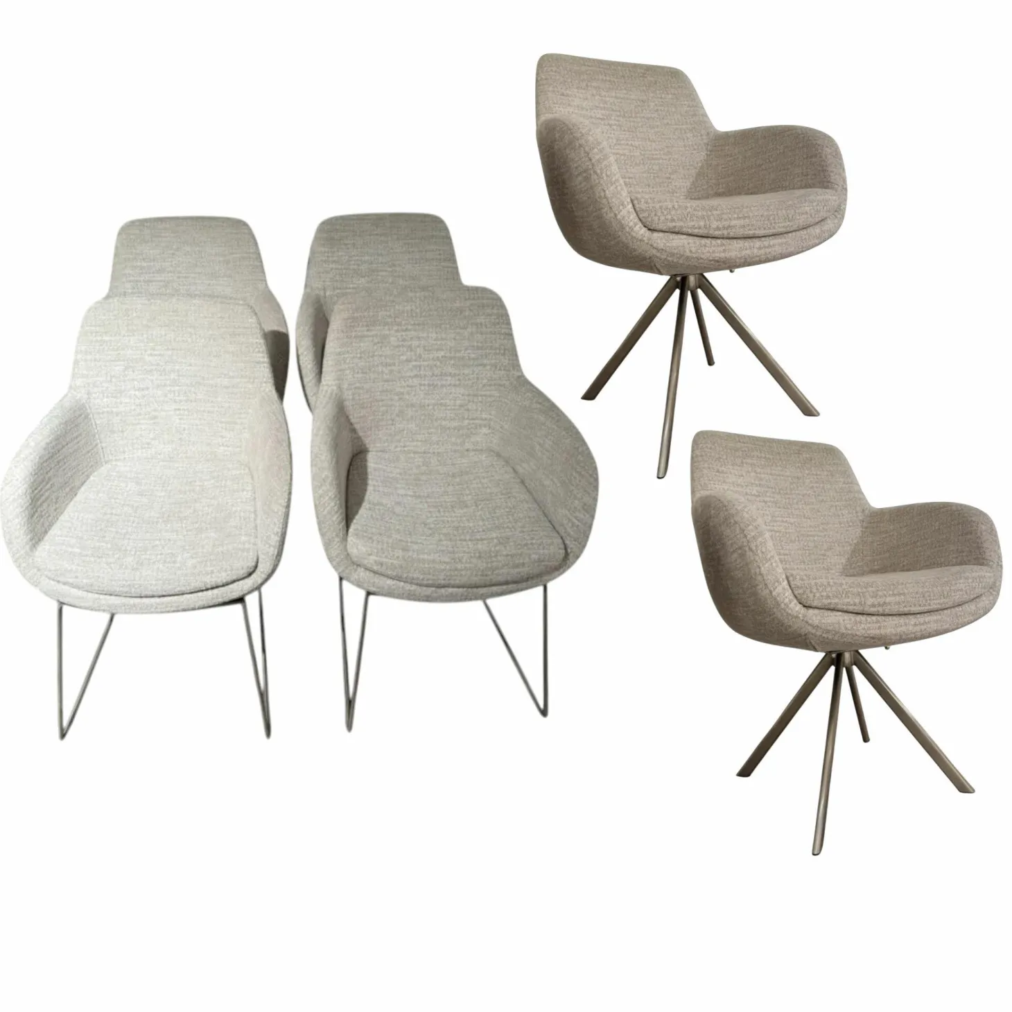 6er-Set Tavia Schalensessel Stoff JAB 16070 Grau Kufengestell Edelstahl