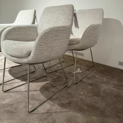 6er-Set Tavia Schalensessel Stoff JAB 16070 Grau Kufengestell Edelstahl