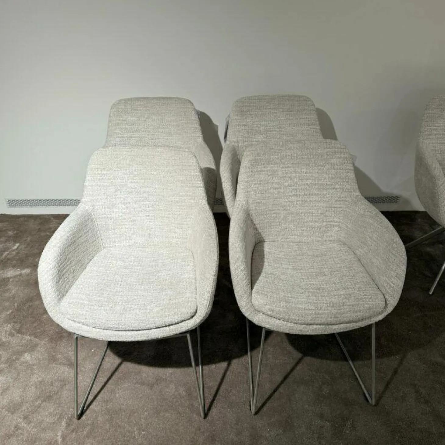 6er-Set Tavia Schalensessel Stoff JAB 16070 Grau Kufengestell Edelstahl