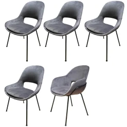 5er-Set Theia Stühle Stoff Smart Elephant Grau Stahlgestell Tiefschwarz