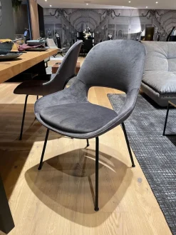 5er-Set Theia Stühle Stoff Smart Elephant Grau Stahlgestell Tiefschwarz