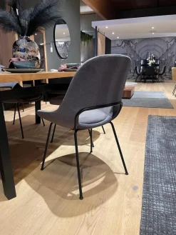 5er-Set Theia Stühle Stoff Smart Elephant Grau Stahlgestell Tiefschwarz