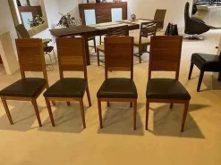 4er-Set Varell Amerikanische Kirsche Geölt Lederbezogen