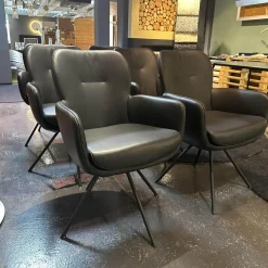 6er-Set Vierfußstuhl Leder Polo 1045 Schwarz Gestell Schwarz Drehbar Inklusive Filzgleiter