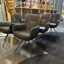 6er-Set Vierfußstuhl Leder Polo 1045 Schwarz Gestell Schwarz Drehbar Inklusive Filzgleiter