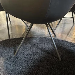 6er-Set Vierfußstuhl Leder Polo 1045 Schwarz Gestell Schwarz Drehbar Inklusive Filzgleiter