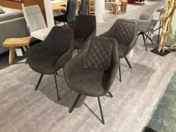 4er-Set Wesley Stoff Bull 66 Graphit Grau Füße Schwarz