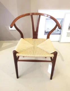 6er-Set Y-Stuhl Ltd. Edition Mahagoni Schleiflack Natur Geflecht