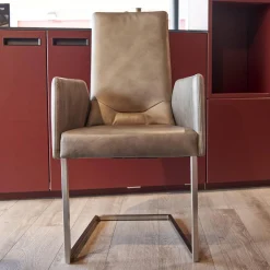 6er-Stuhl Set WK 700 Leder Dakar Classic Greystone Gestell Edelstahl Quadratrohr