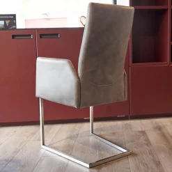 6er-Stuhl Set WK 700 Leder Dakar Classic Greystone Gestell Edelstahl Quadratrohr