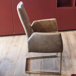 6er-Stuhl Set WK 700 Leder Dakar Classic Greystone Gestell Edelstahl Quadratrohr