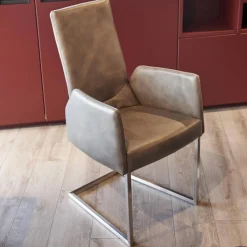 6er-Stuhl Set WK 700 Leder Dakar Classic Greystone Gestell Edelstahl Quadratrohr