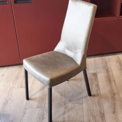 6er-Stuhl Set WK 700 Leder Dakar Classic Greystone Gestell Edelstahl Quadratrohr