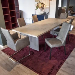 6er-Stuhl Set WK 700 Leder Dakar Classic Greystone Gestell Edelstahl Quadratrohr