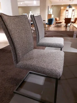 6er-Stuhlset Floriana 2 Armlehnenstühle 4 Freischwinger Leder Sierra Walnut Braun Stoff Oasis Wood