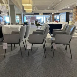 6er-Stuhlset K-Stu 655 + RSA-Stu 655 Koprus In Leder 38.101 Steingrau Rückenschale In Stoff 28.101 Signalgrau/Taubenblau Meliert Gestell Vierfuß Rundrohr Stahl Glatt Pulverbeschichtet Seidenmatt Umbragrau