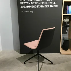 6er-Stuhlset Lui Außen Leder Anthrazit Innen Stoff Canvas Rose