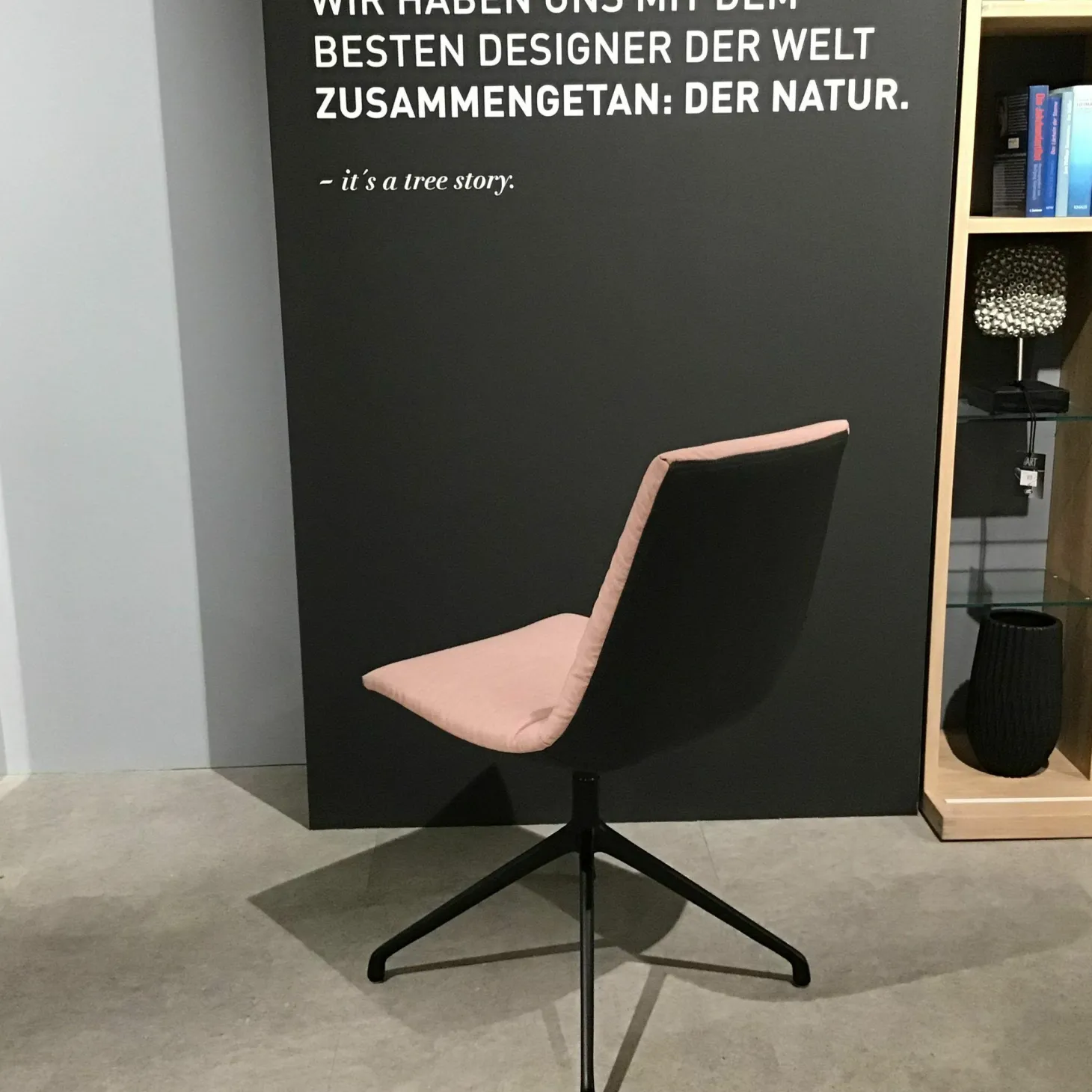 6er-Stuhlset Lui Außen Leder Anthrazit Innen Stoff Canvas Rose