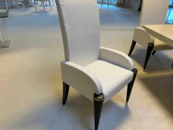 6er-Stuhlset Ouvertüre Stoff Creme Matt Füße Schwarz Lackiert