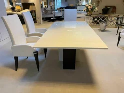 6er-Stuhlset Ouvertüre Stoff Creme Matt Füße Schwarz Lackiert