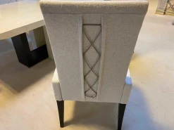 6er-Stuhlset Ouvertüre Stoff Creme Matt Füße Schwarz Lackiert