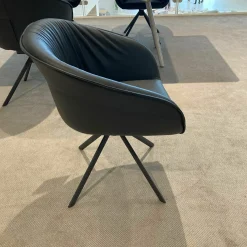 4er-Stuhlset Trevor Alva Leder Schwarz mit Drehfunktion