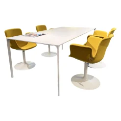 Ess- und Arbeitstisch Nuur Platte Fenix Weiß Gestell Stahl Lackiert Weiß