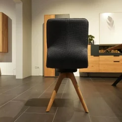 Essgruppe 45225 Tisch Wildeiche Massiv Natur Gestell Metall Lack Schwarz 2140 Stühle Und Bank 663 66SN Wildeiche Natur Effekt Lack Amour 12201 Dark Grey Grau Rücken Stoff Forza 12305 Gestell Metall