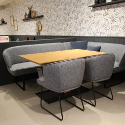 Essgruppe 5503 Tischplatte Asteiche Bianco Furniert Stoff Niagara Blue Blau