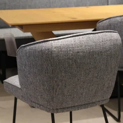 Essgruppe 5503 Tischplatte Asteiche Bianco Furniert Stoff Niagara Blue Blau