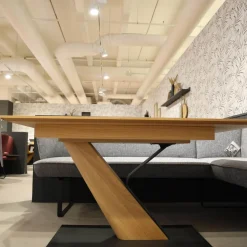 Essgruppe 5503 Tischplatte Asteiche Bianco Furniert Stoff Niagara Blue Blau