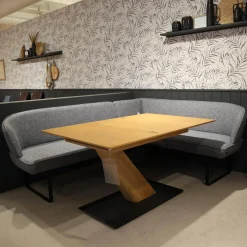 Essgruppe 5503 Tischplatte Asteiche Bianco Furniert Stoff Niagara Blue Blau